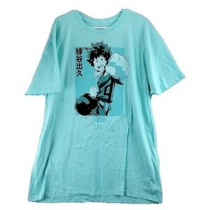 My Hero Academia Izuku Midoriya T Shirt Mens 2XL Aqua Green Anime Manga Graphic